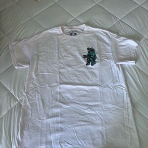 Riot Society White T-Shirt with Green Bear Design